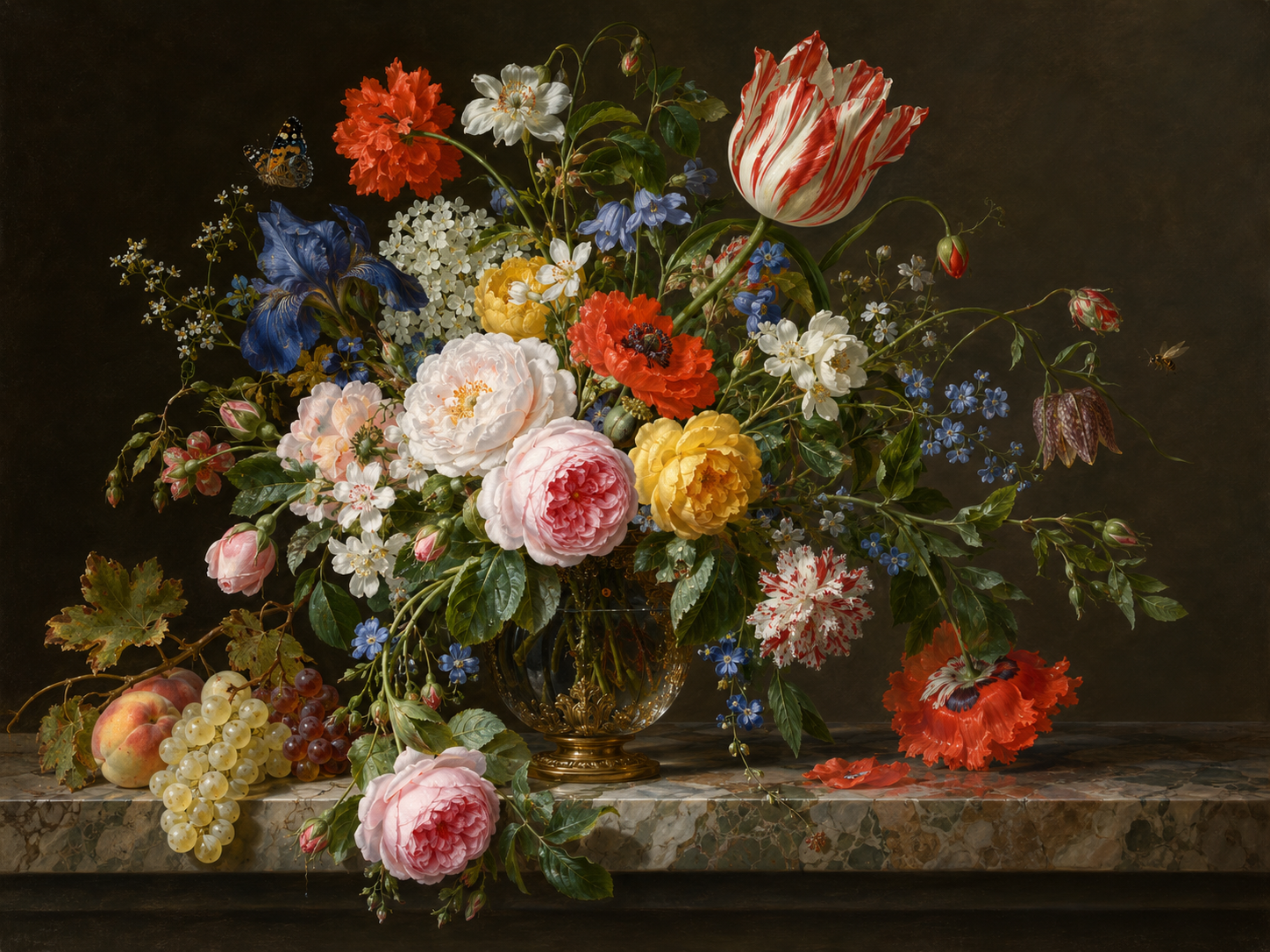 Rachel Ruysch – Virágcsendélet márványasztalon
